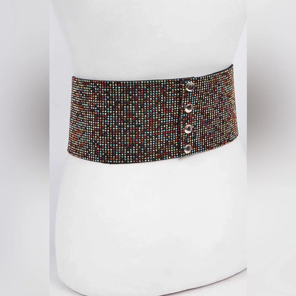 Rhinestone Adjustable Waist Corset Statement Belt